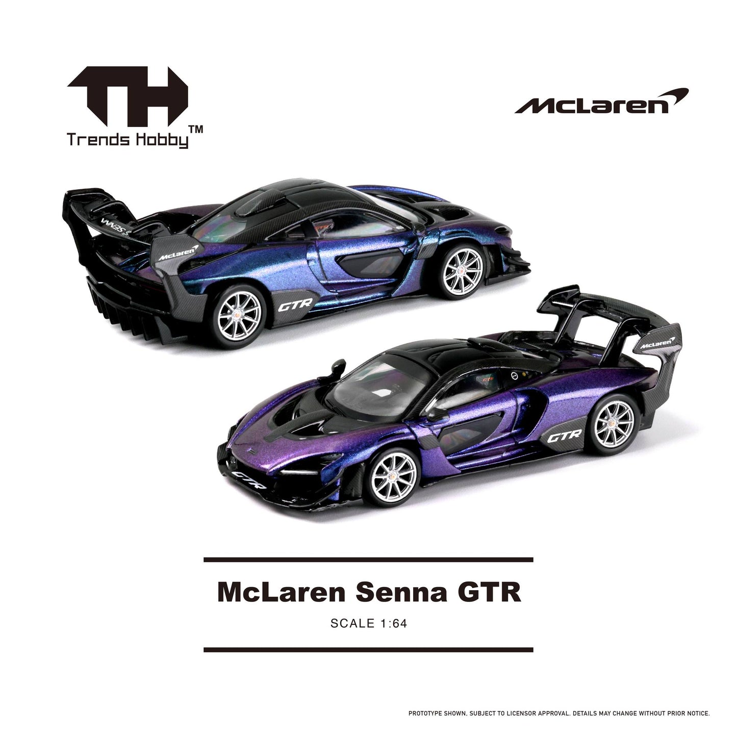 Trends Hobby McLaren Senna GTR Chameleon Purple HEC2025 1/64 Diecast