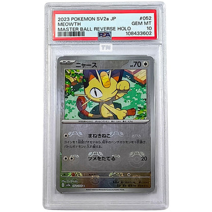Pokemon [PSA10] Meowth Master Ball Reverse Holo 2023 SV2a JP 052