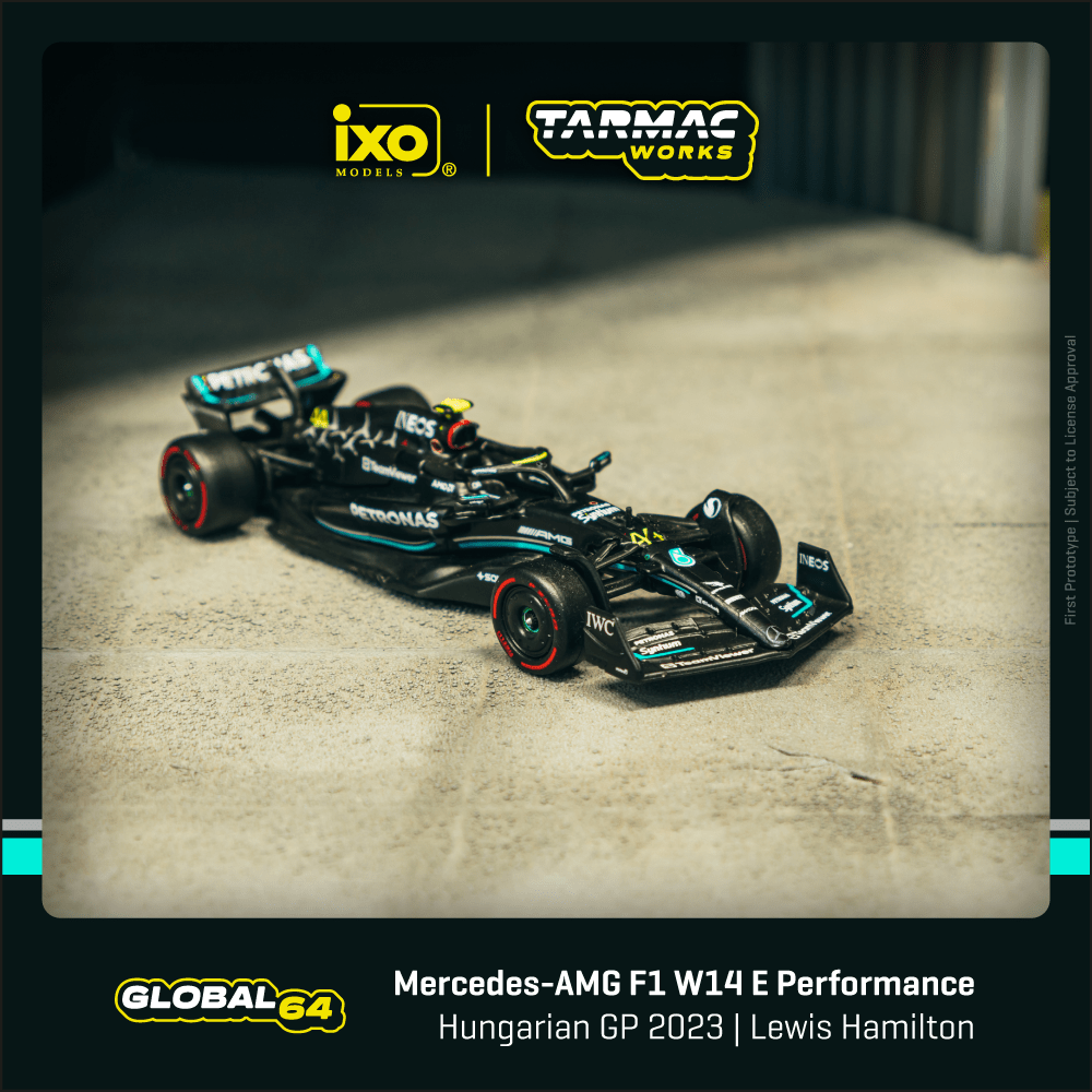 Tarmac Works Mercedes-AMG F1 W14E Performance Hungarian Grand Prix 2023 Pole Position Lewis Hamilton T64G-F064-LH1 1/64 Diecast