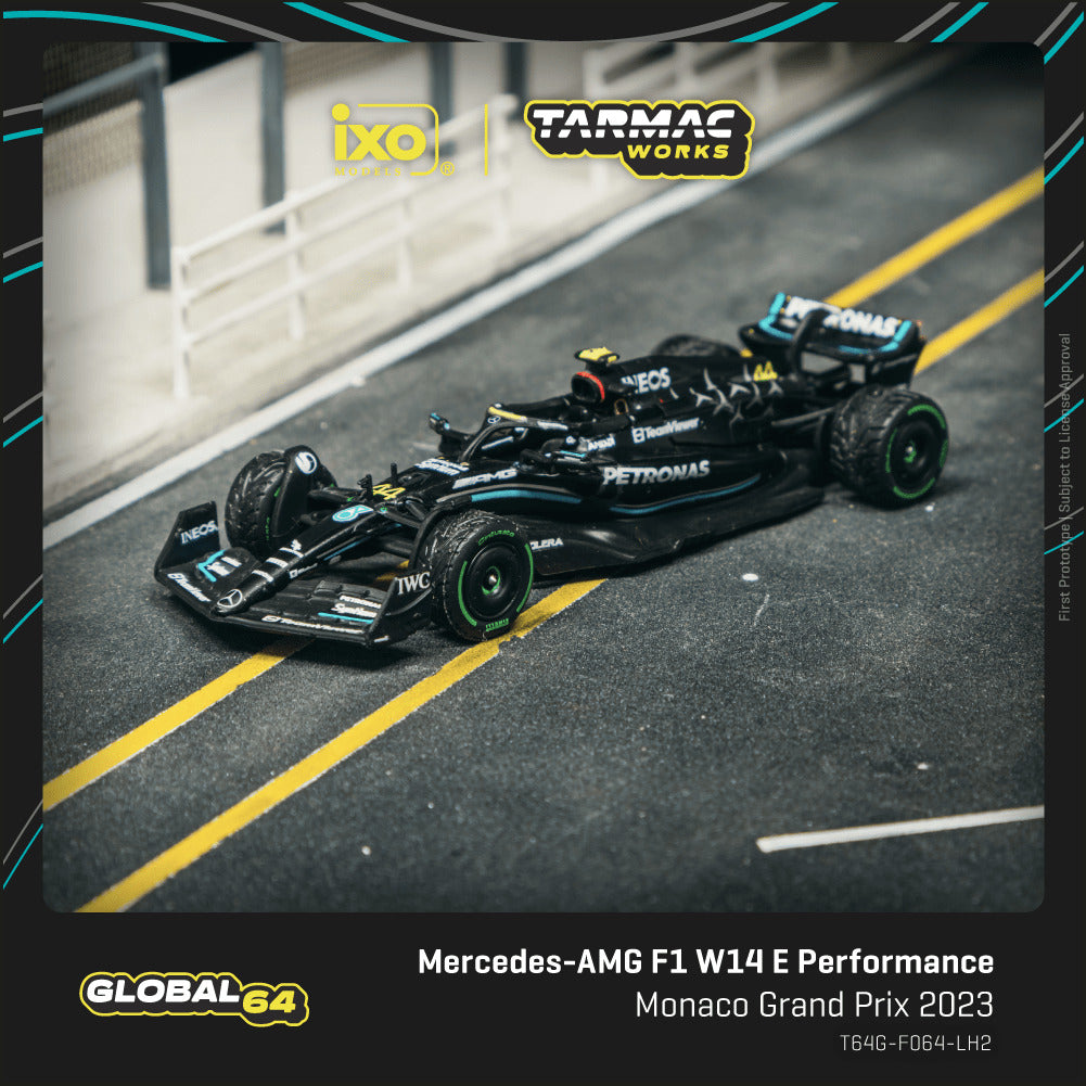Tarmac Works Mercedes-AMG F1 W14 E Performance Monaco Grand Prix 2023 Lewis Hamilton 1/64 Diecast