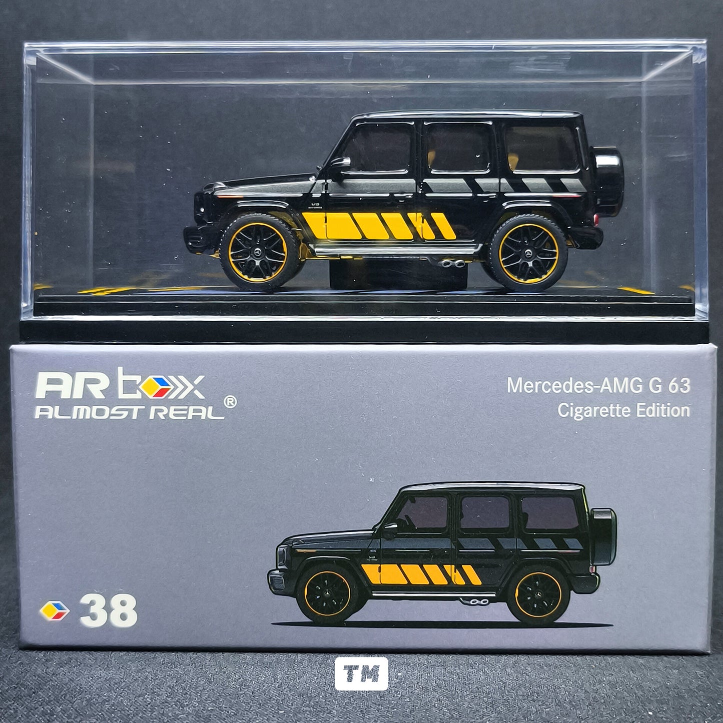 CHASE! Almost Real AR Box Mercedes-AMG G 63 2020 Cigarete Edition Gold Black 38 620804001 1/64 Diecast