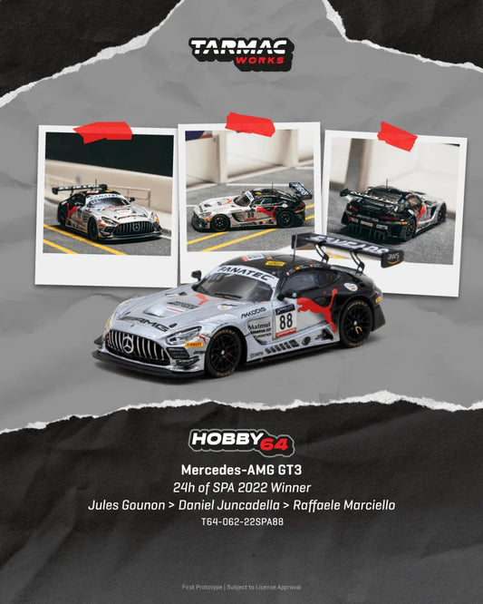 [Pre-Order] Tarmac Works Mercedes-AMG GT3 24h of SPA 2022 Winner Jules Gounon-Daniel Juncadella-Raffaele Marciello T64-062-22SPA88 1/64 Diecast