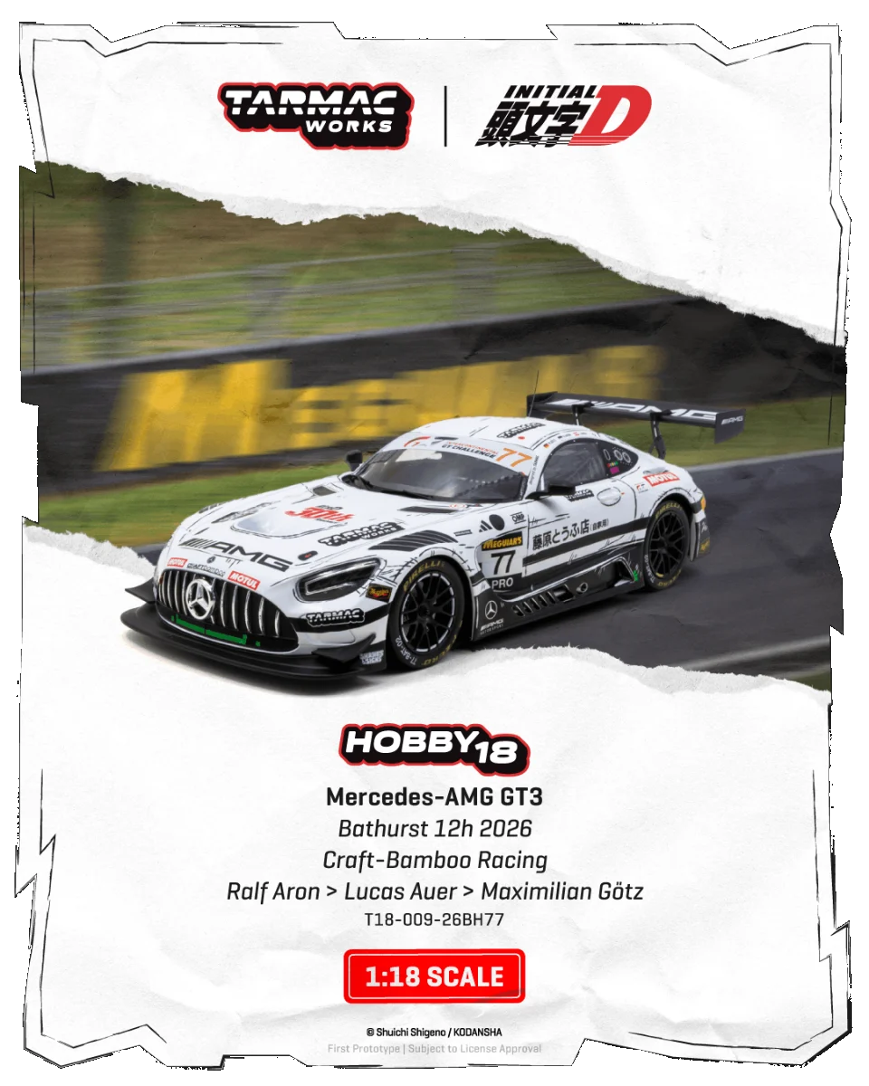 [Pre-Order] Tarmac Works Mercedes-AMG GT3 Bathurst 12h 2026 Craft-Bamboo Racing Ralf Aron - Lucas Auer - Maximilian Götz T18-009-26BH77 1/64 Diecast