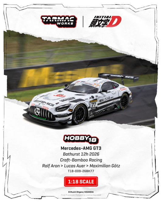 [Pre-Order] Tarmac Works Mercedes-AMG GT3 Bathurst 12h 2026 Craft-Bamboo Racing Ralf Aron - Lucas Auer - Maximilian Götz T18-009-26BH77 1/64 Diecast
