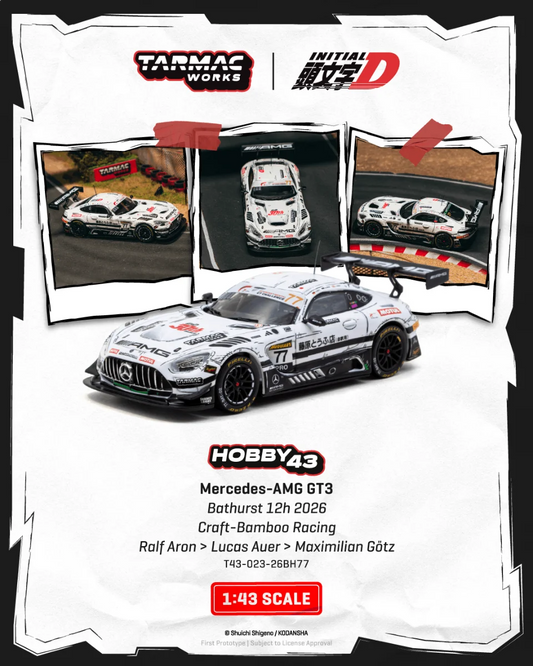 [Pre-Order] Tarmac Works Mercedes-AMG GT3 Bathurst 12h 2026 Craft-Bamboo Racing Ralf Aron - Lucas Auer - Maximilian Götz T43-023-26BH77 1/64 Diecast