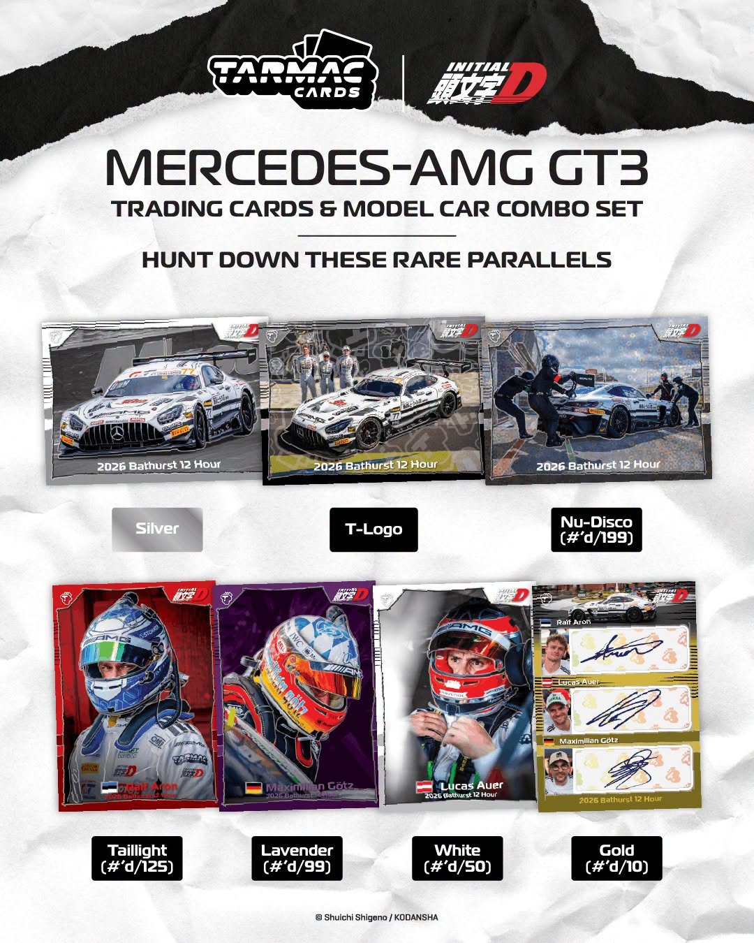 [Pre-Order] Tarmac Works Mercedes-AMG GT3 Bathurst 12h 2026 Craft-Bamboo Racing Ralf Aron-Lucas Auer-Maximillian Gotz w Tarmac Cards T64-062-26BH77 1/64 Diecast