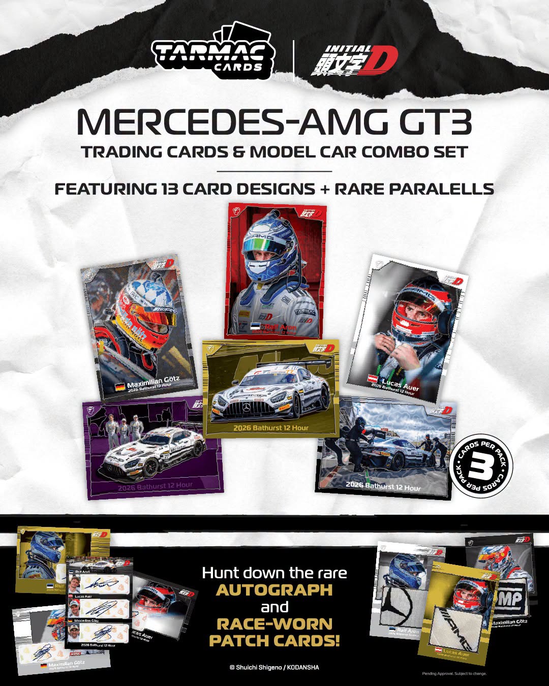 [Pre-Order] Tarmac Works Mercedes-AMG GT3 Bathurst 12h 2026 Craft-Bamboo Racing Ralf Aron-Lucas Auer-Maximillian Gotz w Tarmac Cards T64-062-26BH77 1/64 Diecast
