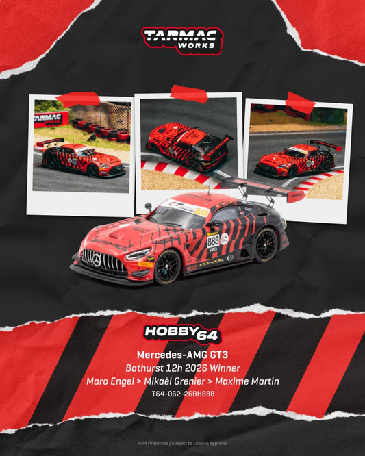 [Pre-Order] Tarmac Works Mercedes-AMG GT3 Bathurst 12h 2026 Winner Maro Engel - Mikaël Grenier - Maxime Martin T64-062-26BH888 1/64 Diecast