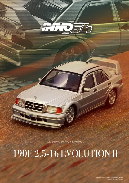 Inno64 Mercedes-Benz 190E Silver IN64-190E-SIL 1/64 Diecast