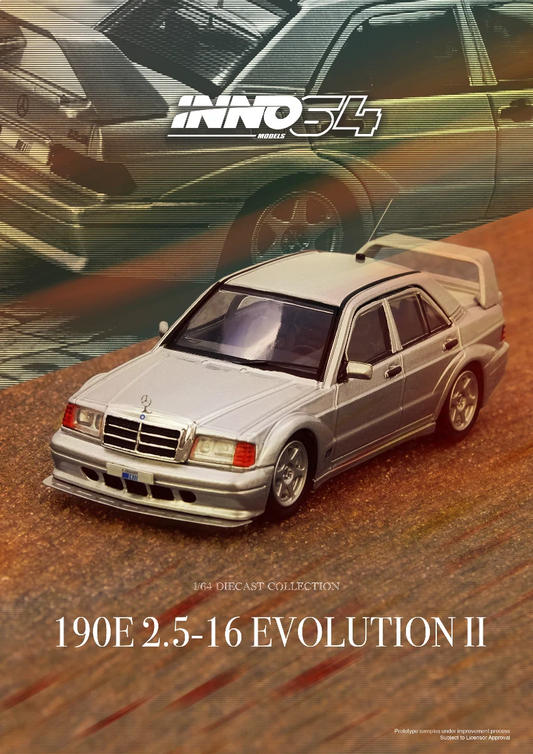Inno64 Mercedes-Benz 190E Silver IN64-190E-SIL 1/64 Diecast