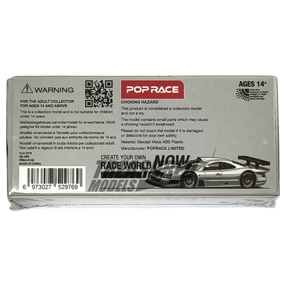Pop Race Mercedes-Benz AMG CLK GTR Silver PR64-158 1/64 Die Cast