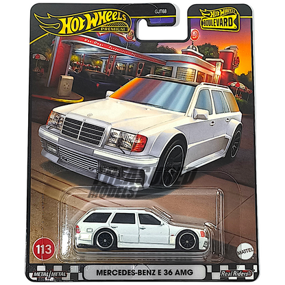 Hot Wheels Mercedes-Benz E 36 AMG Pearlescent Metalflake White 2024 Premium Boulevard 113 1/64 Die Cast