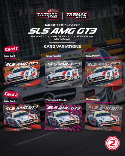 Tarmac Works Mercedes-Benz SLS AMG GT3 Macau GT Cup - FIA GT World Cup 2015 Winner Maro Engel w/ Tarmac Cards T64-087-15MGP01 1/64 Diecast