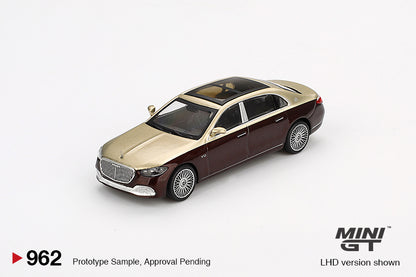 Mini GT Mercedes-Maybach S 680 Gold Dark Red Metallic MG00962 1/64 Die Cast