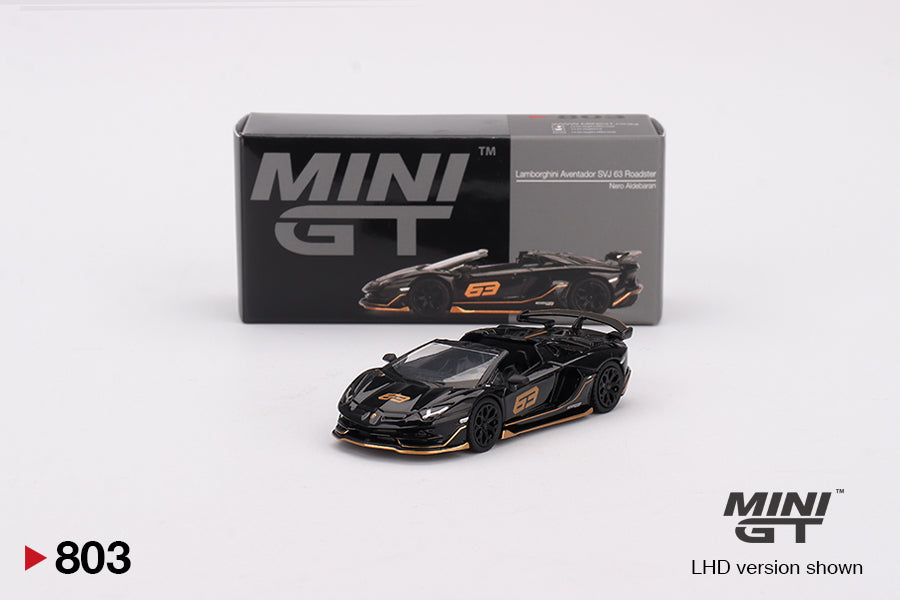 Mini GT 803 Lamborghini Aventador SVJ 63 Roadster Nero Aldebaran 2024 1/64 Diecast
