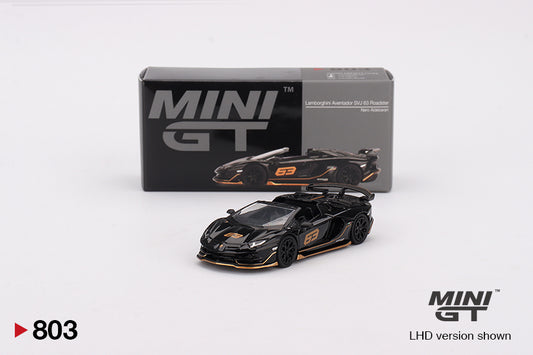 Mini GT 803 Lamborghini Aventador SVJ 63 Roadster Nero Aldebaran 2024 1/64 Diecast