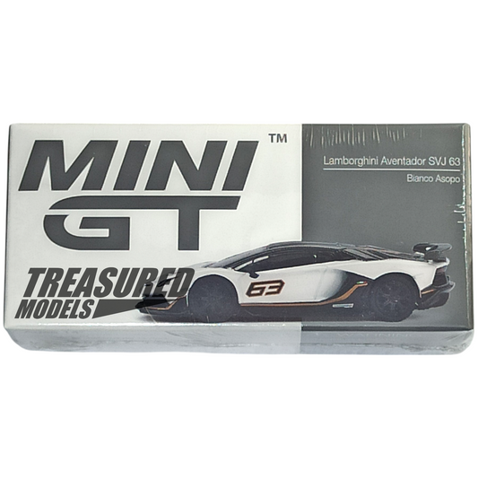 Mini GT 842 Lamborghini Aventador SVJ 63 Bianco Asopo 1/64 Die Cast