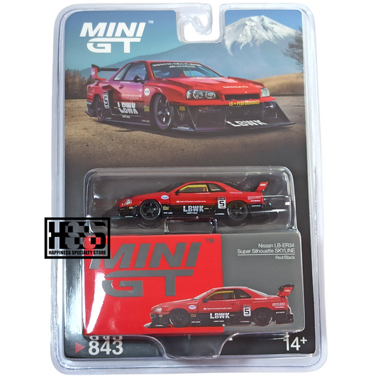 Mini GT 843 Nissan LB-ER34 Super Silhouette Skyline Red Black 1/64 Die Cast