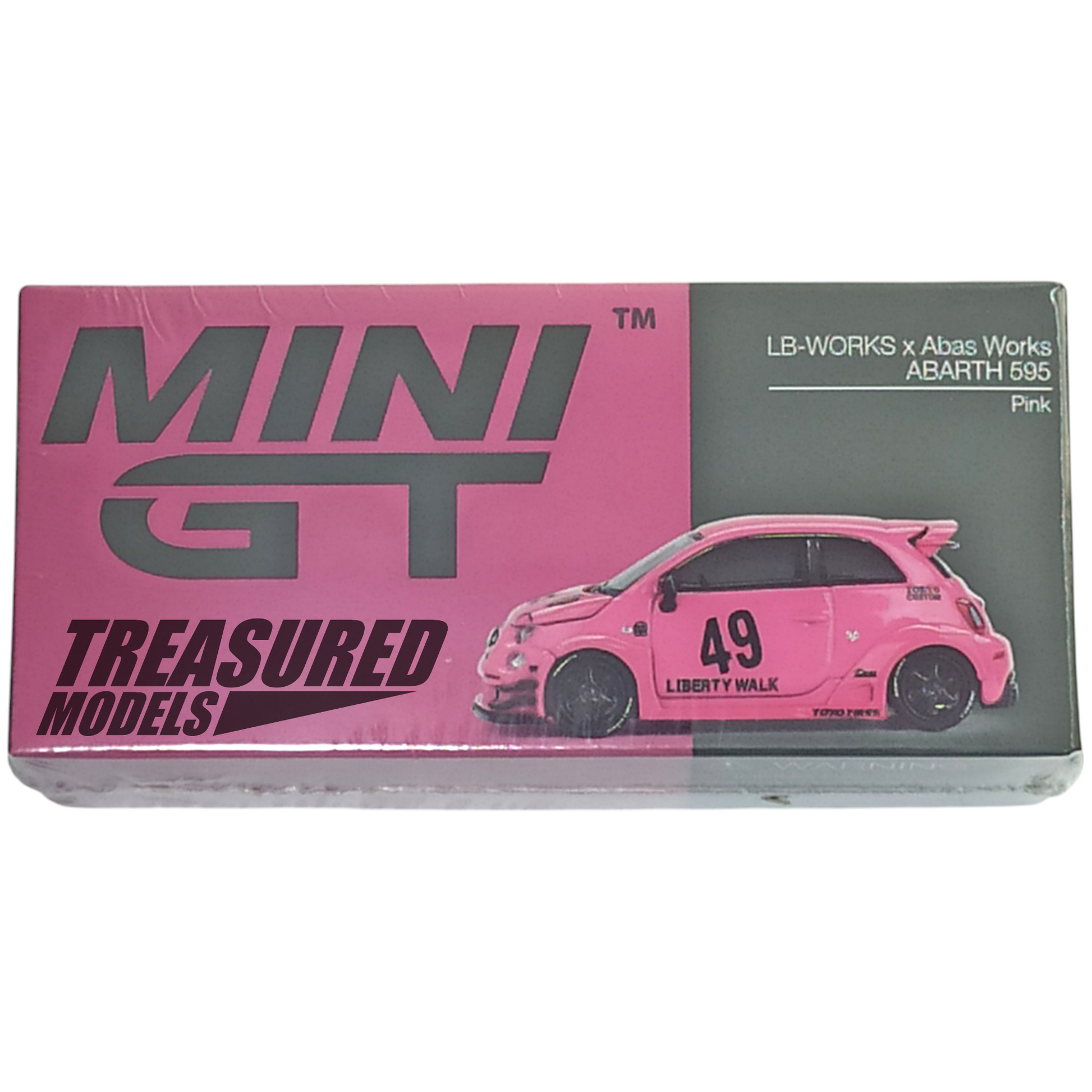 Mini GT 851 LB-Works x Abas Works Abarth 595 Pink 1/64 Die Cast