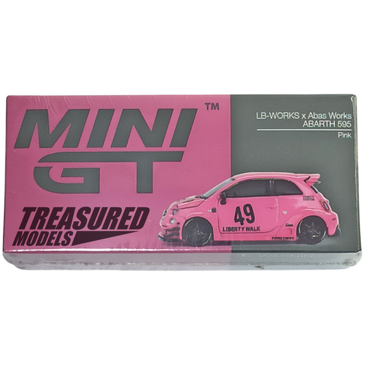 Mini GT 851 LB-Works x Abas Works Abarth 595 Pink 1/64 Die Cast