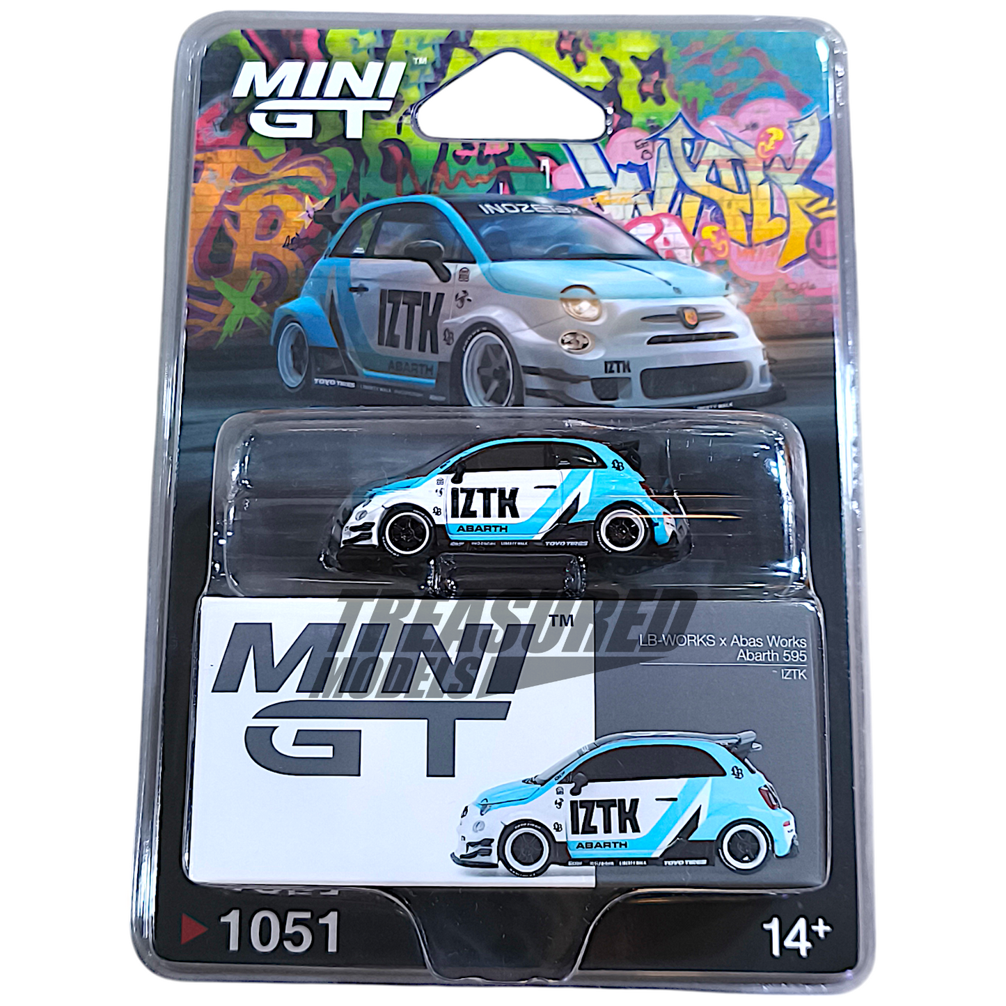 Mini GT Abarth 595 LB-WORKS x Abas Works IZTK Blister Packaging MGT01051 1/64 Diecast