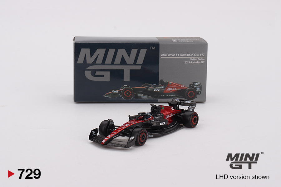 Mini GT Alfa Romeo C43 77 Valtteri Bottas 2023 F1 2023 Australian GP MGT00729 1/64 Die Cast