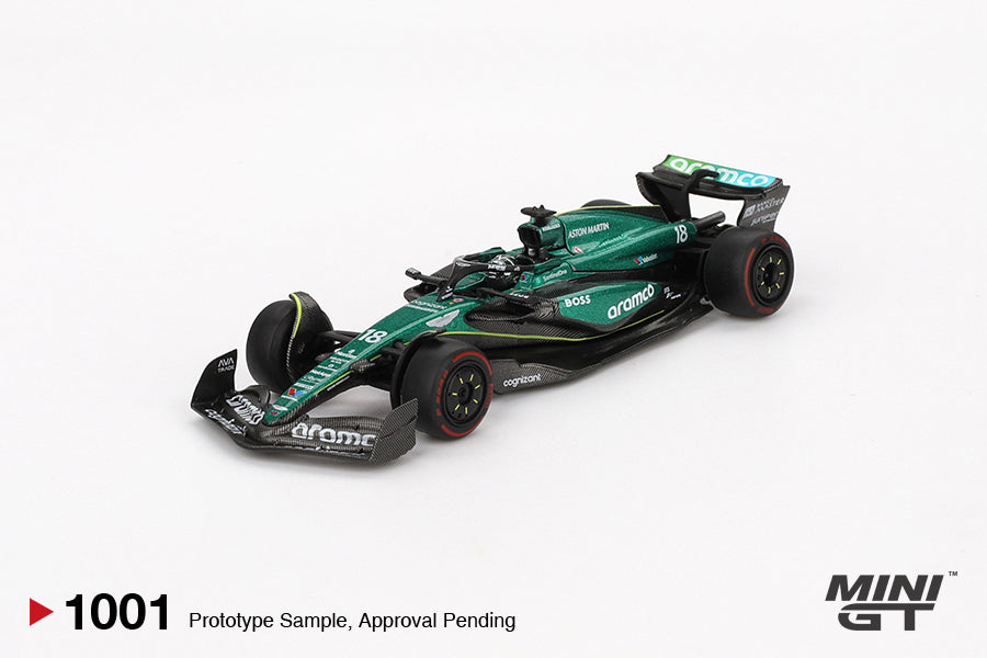 Mini GT Aston Martin AMR24 #18 Lance Stroll 2024 F1 2024 Bahrain GP MGT01001 1/64 Diecast