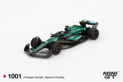 Mini GT Aston Martin AMR24 #18 Lance Stroll 2024 F1 2024 Bahrain GP MGT01001 1/64 Diecast