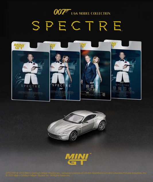 Mini GT Aston Martin DB10 007 Spectre English Poster Back Card Blister Packaging MGT00910 1/64 Diecast