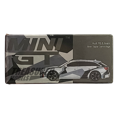 Mini GT Audi RS 6 Avant Silver Digital Camouflage MGT00255 1/64 Diecast
