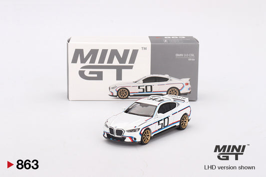 Mini GT BMW 3.0 CSL White MGT00863 1/64 Die Cast