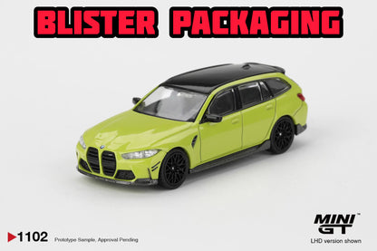 Mini GT BMW M3 M Performance Touring Sao Paulo Yellow Blister Packaging MGT01102 1/64 Diecast