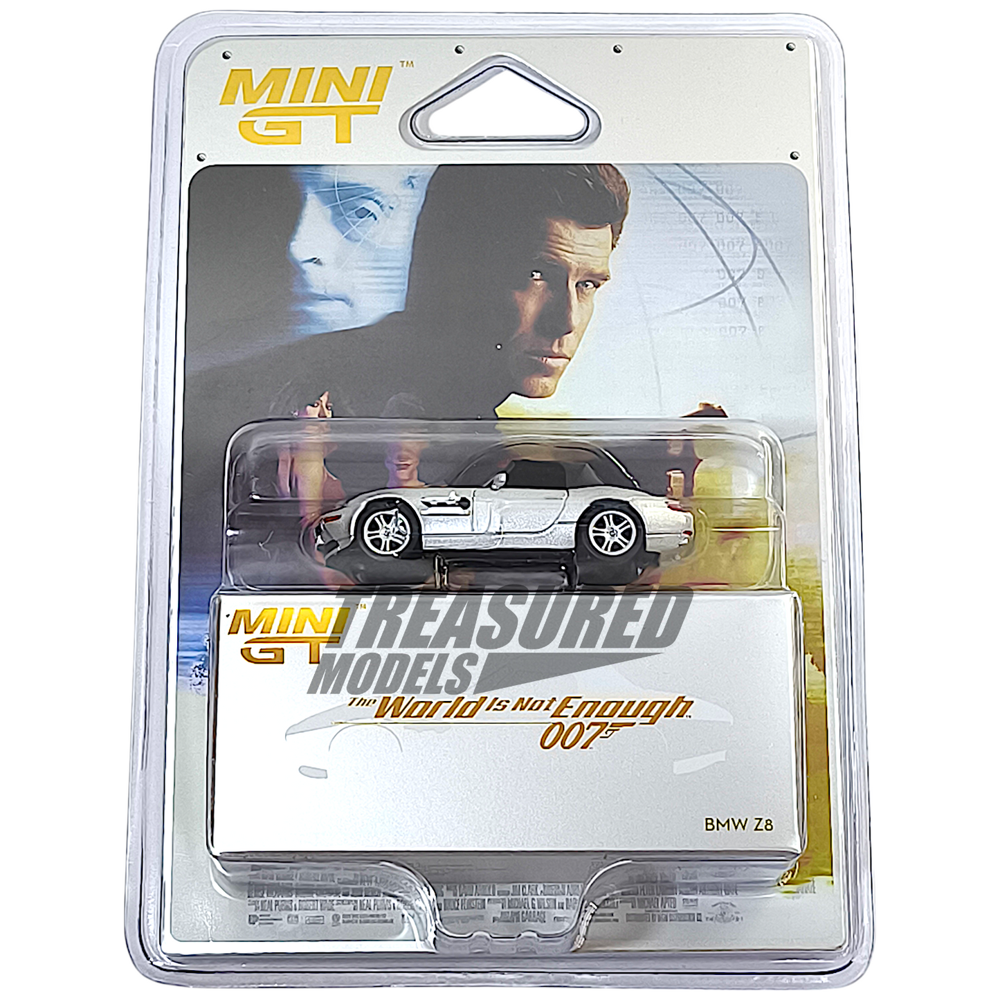 Mini GT BMW Z8 007 The World Is Not Enough  English Poster Back Card Blister Packaging MGT00906-007E 1/64 Diecast