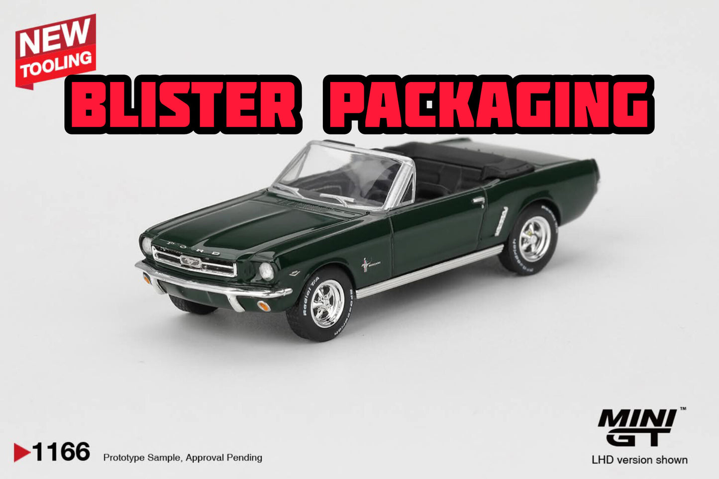 Mini GT Ford Mustang Convertible 1964 Highland Green Blister Packaging MGT01166 1/64 Diecast