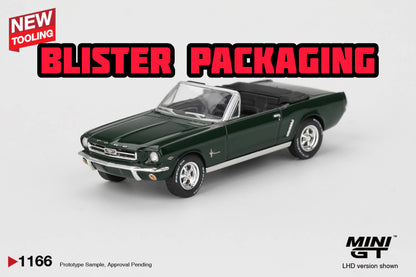 Mini GT Ford Mustang Convertible 1964 Highland Green Blister Packaging MGT01166 1/64 Diecast