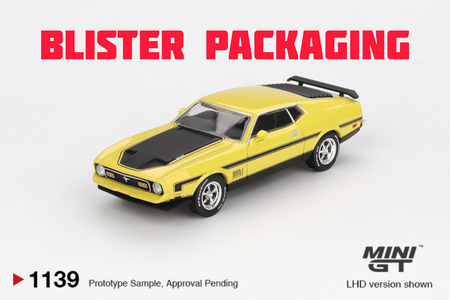 Mini GT Ford Mustang Mach1 Grabber Yellow Blister Packaging MGT01139 1/64 Diecast