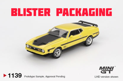 Mini GT Ford Mustang Mach1 Grabber Yellow Blister Packaging MGT01139 1/64 Diecast