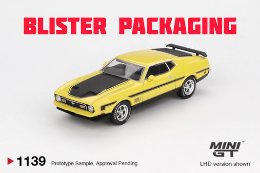 Mini GT Ford Mustang Mach1 Grabber Yellow Blister Packaging MGT01139 1/64 Diecast