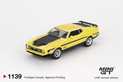Mini GT Ford Mustang Mach1 Grabber Yellow MGT01139 1/64 Diecast