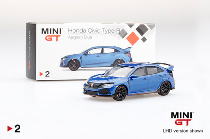 Mini GT Honda Civic Type R (FK8) Aegean Blue Metallic MGT00002 1/64 Die Cast