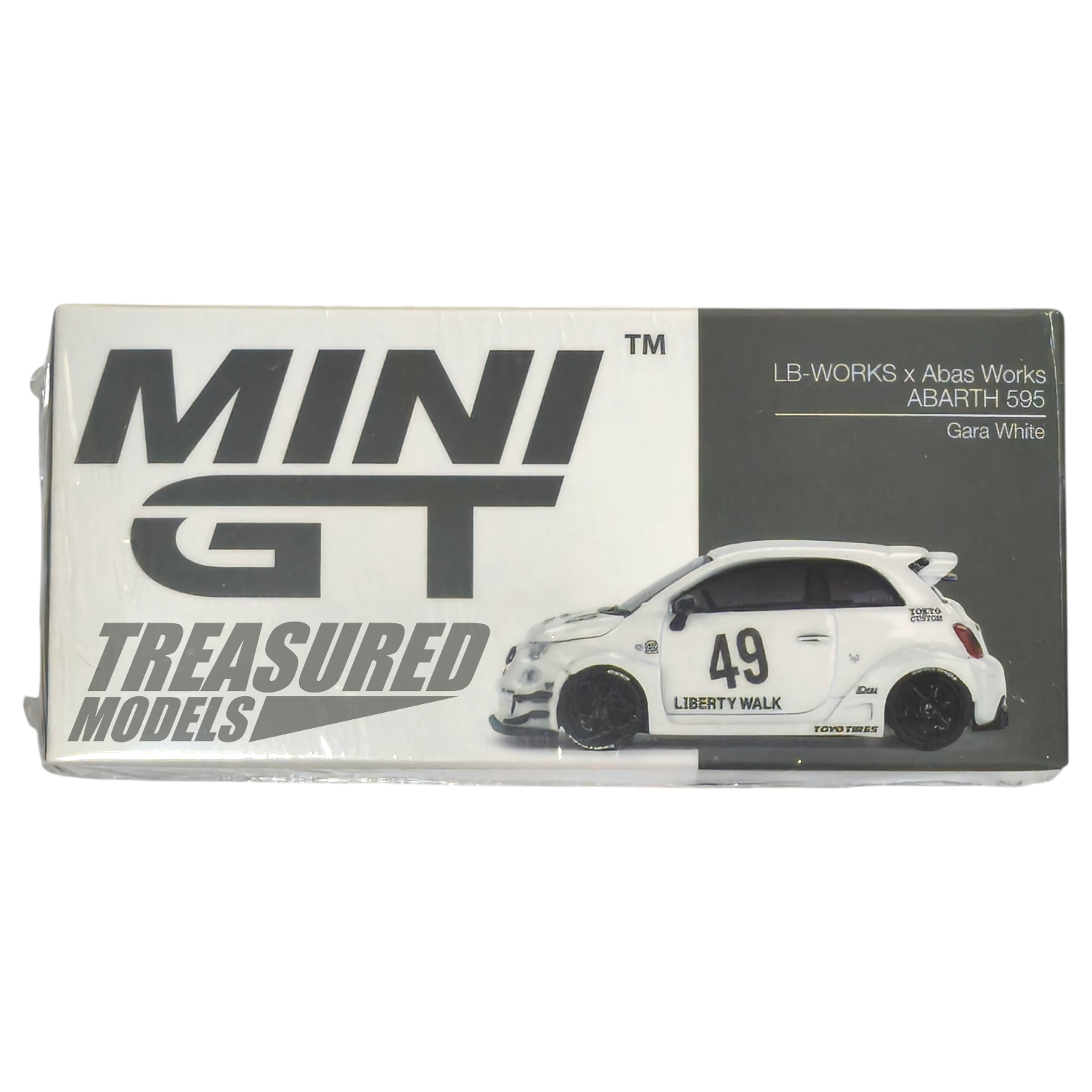 Mini GT LB-Works x Abas Works Abarth 595 Gara White MGT00809 1/64 Die Cast