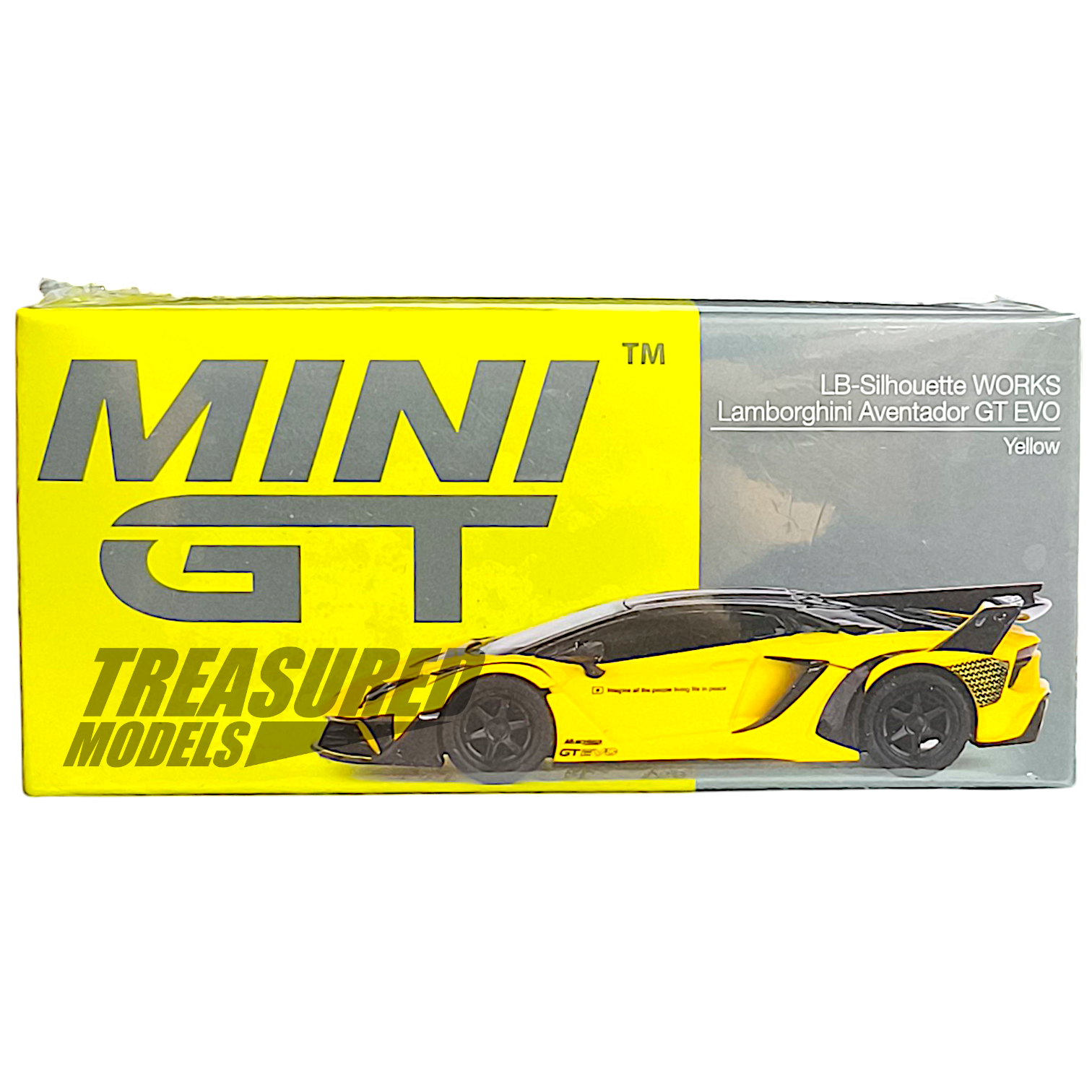 Mini GT Lamborghini Aventador GT EVO LB-Silhouette Works Yellow MGT00639 1/64 Diecast