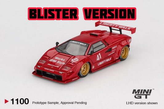 Mini GT Lamborghini Countach LB-WORKS Red Blister Packaging MGT01100 1/64 Diecast