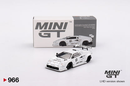 Mini GT Lamborghini Countach LB-WORKS White 2024 Tokyo Auto Salon MGT00966 1/64 Die Cast