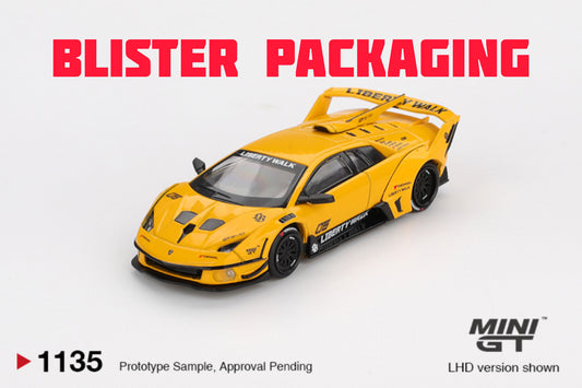 Mini GT Lamborghini LB-Silhouette WORKS MURCIELAGO GT Evo Yellow Blister Packaging MGT01135 1/64 Diecast