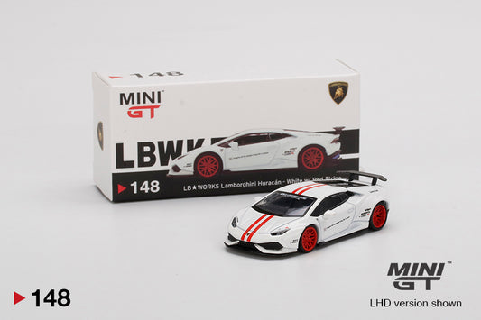 Mini GT Lamborghini LB★WORKS Huracán ver. 1 White w Red Stripe MGT00148 1/64 Die Cast