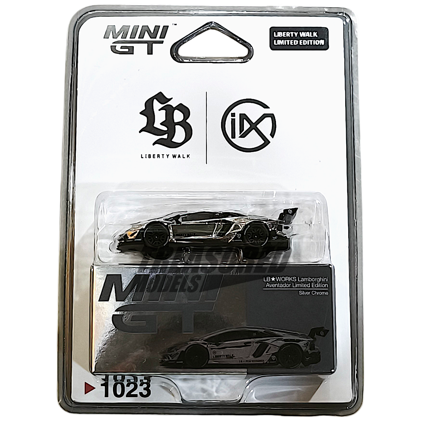 Mini GT Lamborghini LB Works Aventador Limited Edition Silver Chrome IMX 2025 MGT01023 1/64 Diecast