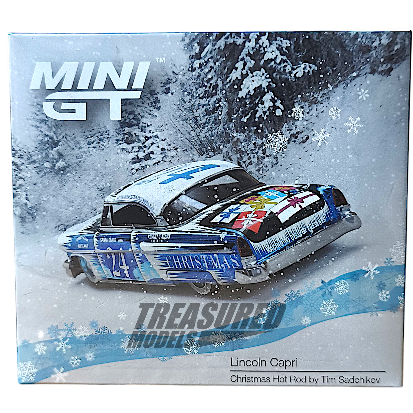 Mini GT Lincoln Capri Christmas Hot Rod by Tim Sadchikov 2024 Christmas Edition MGT00888 1/64 Diecast