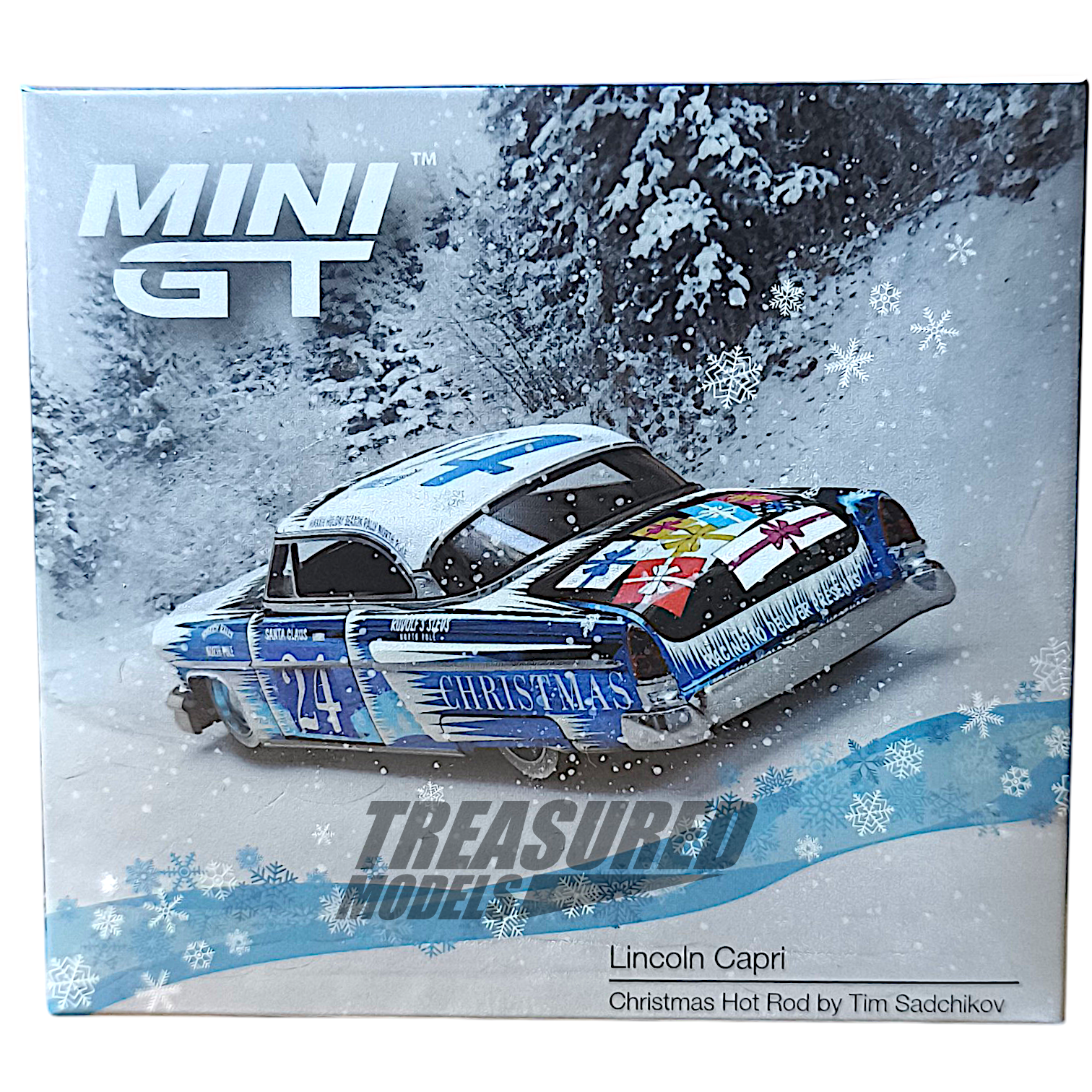 Mini GT Lincoln Capri Christmas Hot Rod by Tim Sadchikov 2024 Christmas Edition MGT00888 1/64 Diecast