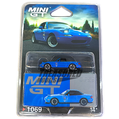 Mini GT Mazda Miata MX-5 (NA) Tuned Version Dark Blue Blister Packaging MGT01069 1/64 Diecast